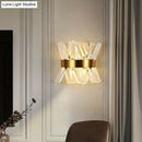 GobekUsa Modern Gold X-Shaped Wall Sconce with K9 Crystal - Bedroom Wall Mount Lamp