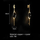 GobekUsa Crystal Wall Sconce Copper Body Light for Bedside, Stair, Foyer, Dining Room