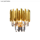 GobekUsa Modern Gold Crystal Wall Sconce: 3-Light Flush Lamp for Corridor