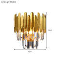 GobekUsa Modern Gold Crystal Wall Sconce: 3-Light Flush Lamp for Corridor