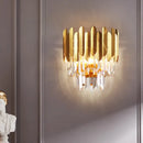 GobekUsa Modern Gold Crystal Wall Sconce: 3-Light Flush Lamp for Corridor