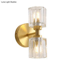 GobekUsa Modern Gold Wall Sconce Lamp with Clear Crystal, 2 Bulbs - Tapered Living Room Lighting