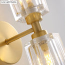 GobekUsa Modern Gold Wall Sconce Lamp with Clear Crystal, 2 Bulbs - Tapered Living Room Lighting