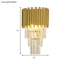 GobekUsa Modern Wall Mounted Gold Lamp: Tapered Design, Triangular Crystal Prism, 2 Lights for Living Room