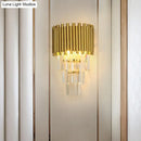GobekUsa Modern Wall Mounted Gold Lamp: Tapered Design, Triangular Crystal Prism, 2 Lights for Living Room