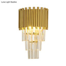 GobekUsa Modern Wall Mounted Gold Lamp: Tapered Design, Triangular Crystal Prism, 2 Lights for Living Room
