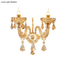 GobekUsa Modern Gold Crystal Wall Sconce with Faceted Heads - Elegant Bedroom Flower Lamp