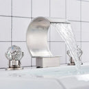 GobekUsa Crystal Waterfall Basin Faucet with Wide Spout for Bath Sink - Hot and Cold