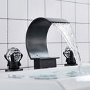 GobekUsa Crystal Waterfall Basin Faucet with Wide Spout for Bath Sink - Hot and Cold