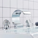 GobekUsa Crystal Waterfall Basin Faucet with Wide Spout for Bath Sink - Hot and Cold