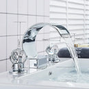GobekUsa Crystal Waterfall Basin Faucet with Wide Spout for Bath Sink - Hot and Cold