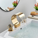 GobekUsa Crystal Waterfall Basin Faucet with Wide Spout for Bath Sink - Hot and Cold