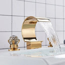 GobekUsa Crystal Waterfall Basin Faucet with Wide Spout for Bath Sink - Hot and Cold