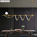 GobekUsa Sleek Gold Curves Pendant Light with Simplicity LED and Ball Shade
