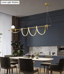 GobekUsa Sleek Gold Curves Pendant Light with Simplicity LED and Ball Shade