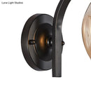 GobekUsa Modern Blown Glass Cup Sconce Wall Mounted Lighting - Blue/Green/Amber - 1 Head, Black/Gold Curved Arm - Bedside