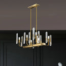 GobekUsa Modern Gold Curved Arm Island Lighting - 6 Head Living Room Hanging Ceiling Light