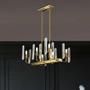 GobekUsa Modern Gold Curved Arm Island Lighting - 6 Head Living Room Hanging Ceiling Light