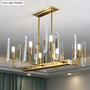 GobekUsa Modern Gold Curved Arm Island Lighting - 6 Head Living Room Hanging Ceiling Light