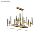 GobekUsa Modern Gold Curved Arm Island Lighting - 6 Head Living Room Hanging Ceiling Light
