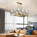 GobekUsa Modern Gold Curved Arm Island Lighting - 6 Head Living Room Hanging Ceiling Light