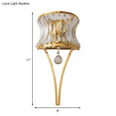 GobekUsa Golden Curved Metal Wall Sconce with Clear Crystal Prism