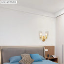GobekUsa Modern Gold Curved Wall Mount Sconce with Clear Water Glass - 1/2 Lights for Living Room