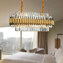 GobekUsa Traditional Gold Rectangle-Cut Crystal Chandelier Light Kit - 10 Heads