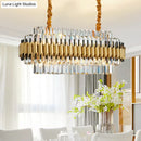 GobekUsa Traditional Gold Rectangle-Cut Crystal Chandelier Light Kit - 10 Heads