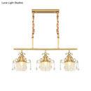 GobekUsa Crystal Teardrop Island Pendant Light with Gold Cylinder and 3 Heads