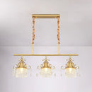GobekUsa Crystal Teardrop Island Pendant Light with Gold Cylinder and 3 Heads