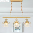 GobekUsa Crystal Teardrop Island Pendant Light with Gold Cylinder and 3 Heads