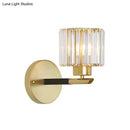 GobekUsa Modern Gold Cylinder Sconce Light Fixture with 1 Crystal Wall Mount - Elegant Lighting Solution