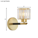 GobekUsa Modern Gold Cylinder Sconce Light Fixture with 1 Crystal Wall Mount - Elegant Lighting Solution