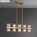 GobekUsa Modern Clear Glass Cylinder Island Light Fixture - 10 Head Gold Suspension Pendant for Restaurants