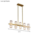 GobekUsa Modern Clear Glass Cylinder Island Light Fixture - 10 Head Gold Suspension Pendant for Restaurants