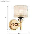 GobekUsa Modern Crystal Shade Wall Light: 1-Light Gold Cylinder Sconce Fixture
