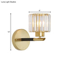 GobekUsa Modern Gold Cylinder Sconce Light Fixture with 1 Crystal Wall Mount - Elegant Lighting Solution