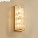 GobekUsa Minimalist Cylinder Wall Mount Crystal Rod Sconce - 4-Light Hallway Lighting in Gold