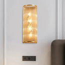 GobekUsa Minimalist Cylinder Wall Mount Crystal Rod Sconce - 4-Light Hallway Lighting in Gold