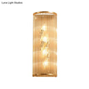 GobekUsa Minimalist Cylinder Wall Mount Crystal Rod Sconce - 4-Light Hallway Lighting in Gold
