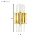 GobekUsa Modern Crystal Cylinder Wall Mount Lamp with 2 Gold Heads - Bedroom Wall Lighting Fixture