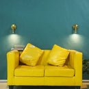Modern gold cylindrical led wall lamp for bedroom with knob switch by Decorbites