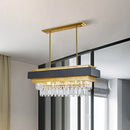 GobekUsa Modern Black/Gold 5-Head Rectangular Hanging Light with Clear Crystal Prisms - Island Lamp