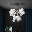 GobekUsa Acrylic Leaf Chandelier LED Light Dimmable Luxury Pendant for Home Decor