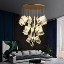 GobekUsa Acrylic Leaf Chandelier LED Light Dimmable Luxury Pendant for Home Decor