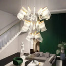 GobekUsa Acrylic Leaf Chandelier LED Light Dimmable Luxury Pendant for Home Decor