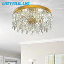 GobekUsa Crystal Ceiling Chandelier: Modern LED Round Pendant Lamp for Luxury Home Decor