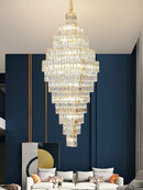 GobekUsa Crystal Large Chandelier for Villa Duplex Loft Stairs, Elegant Hall Pendant Light
