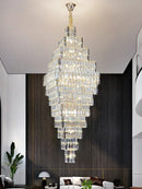 GobekUsa Crystal Large Chandelier for Villa Duplex Loft Stairs, Elegant Hall Pendant Light